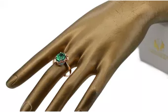 Vintage Pierścionek Szmaragd Oryginalny wyrób Vintage 14k z różowego złota vrc206r